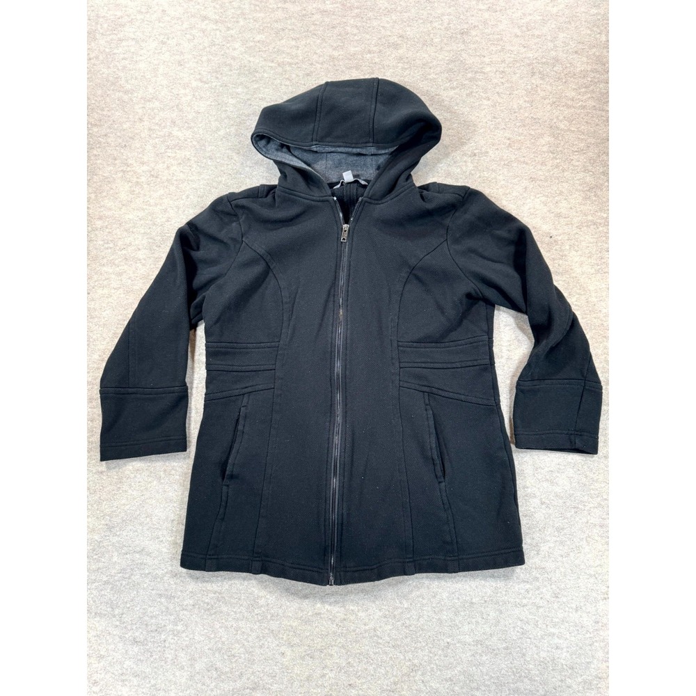Valerie Stevens Jacket Women XL Black Fleece Lined Cotton Full Zip Hooded Winter